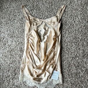 ASOS Satin Lace Trim Dress - Champagne